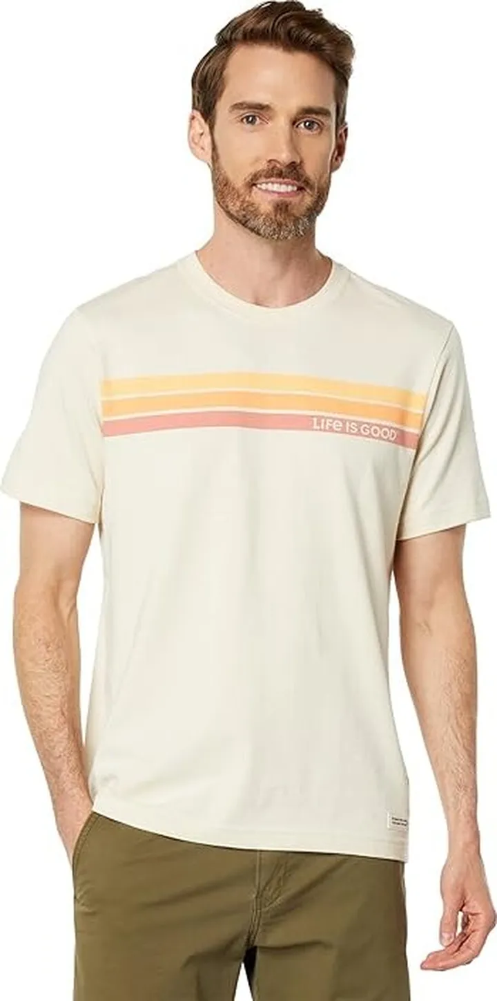 Life is Good Dock Dog Sunset Crusher Tee (Putty White) Men's Clothing