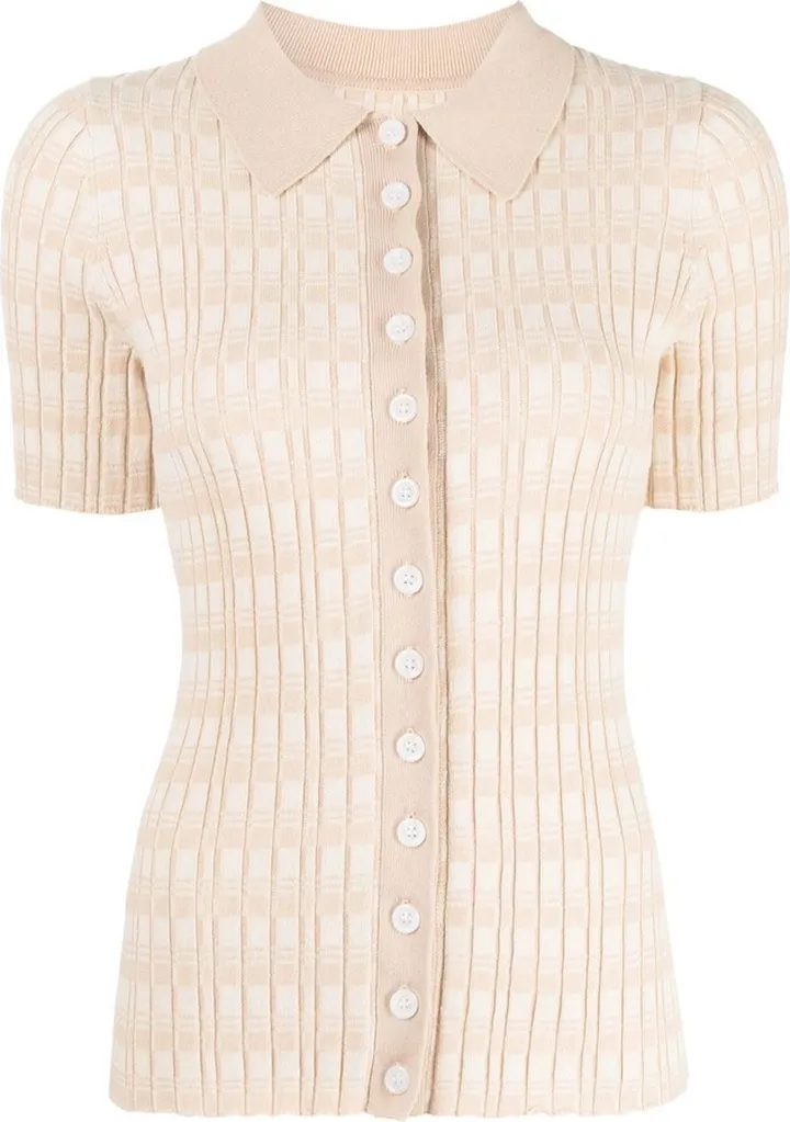 Check-Pattern Buttoned Polo Shirt