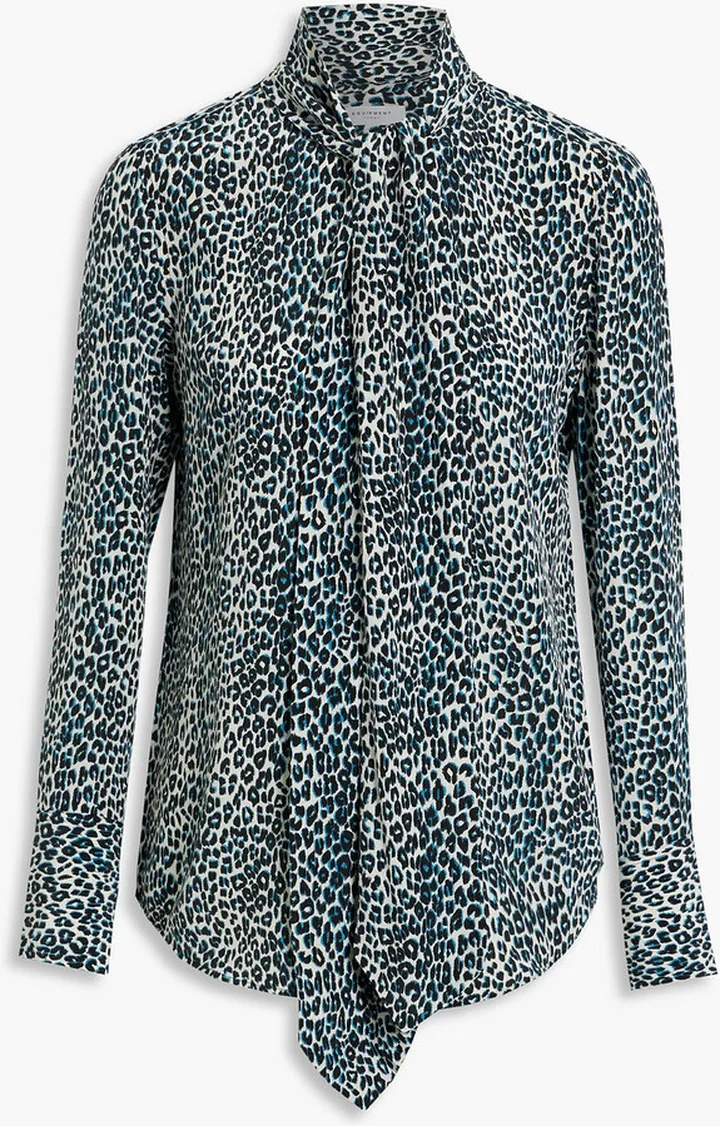 Luis tie-neck leopard-print silk crepe blouse