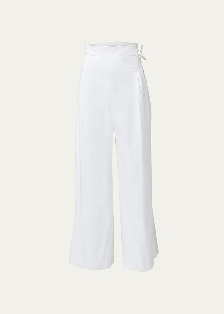 High-Rise Waist-Tie Wide-Leg Crop Pants