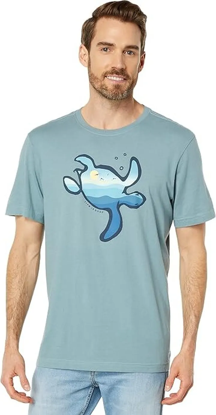 Life is Good Turtlescape Short Sleeve Crusher-Lite Tee (Smoky Blue) Men's T Shirt