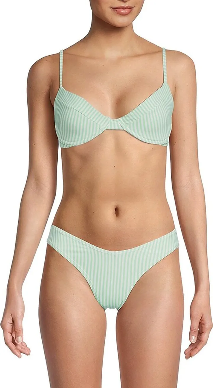 Vintage Striped Demi Bikini Top