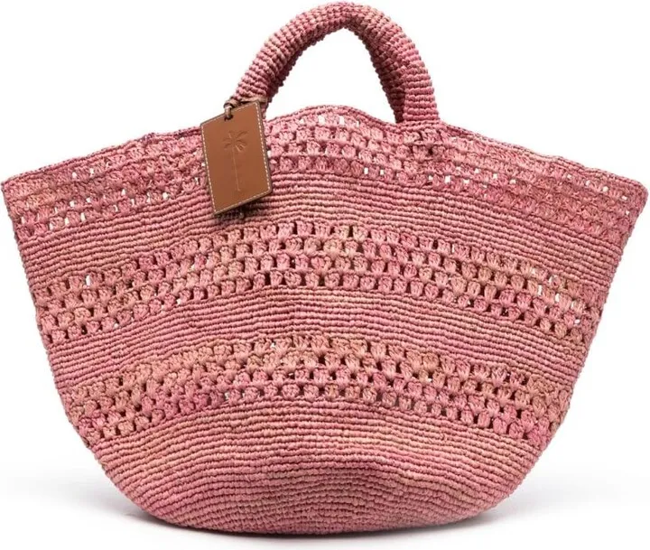 Logo-Tag Raffia Tote Bag