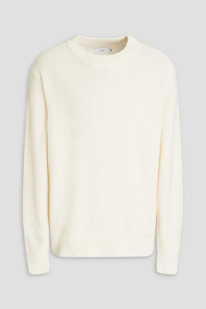 Waffle-knit cotton sweater