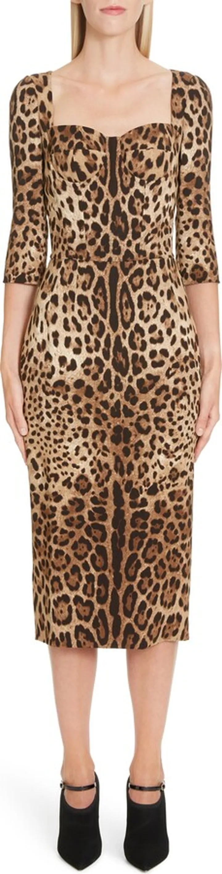 Leopard Print Bustier Bodice Sheath Dress