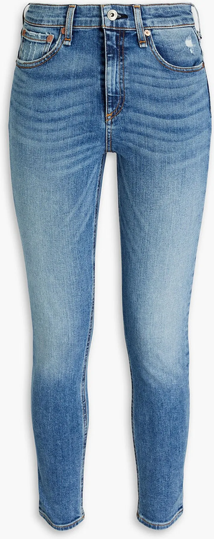 Nina cropped faded high-rise skinny jeans