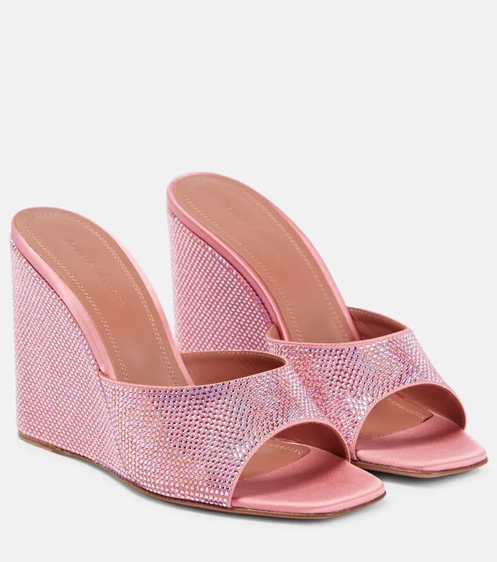 Lupita embellished satin wedge sandals