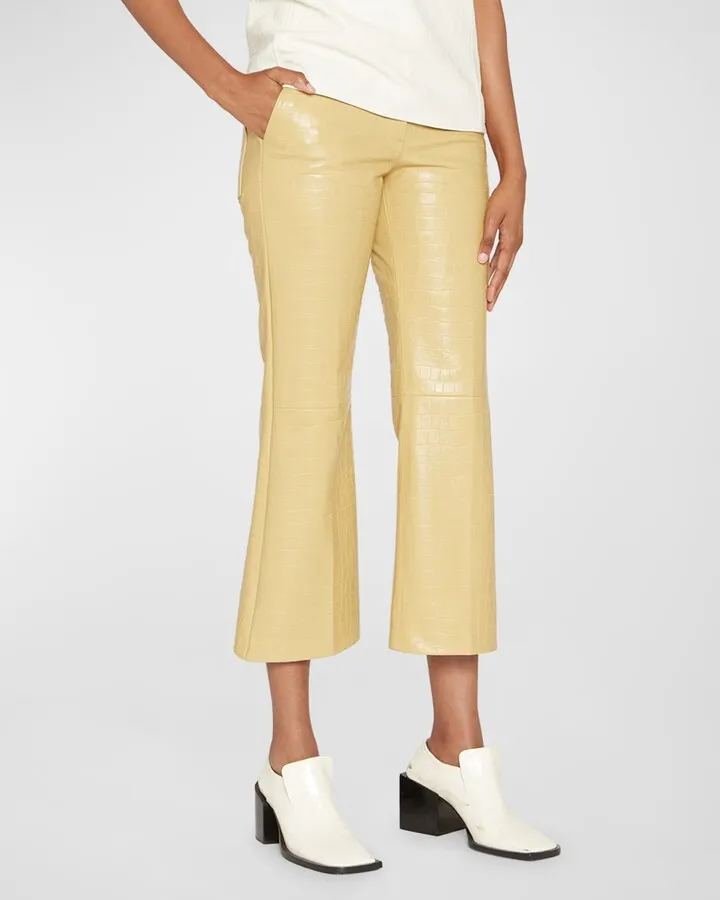 Leather Cropped Fitted Pants