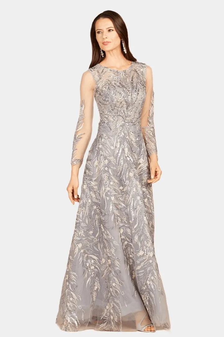 High Neck Long Sleeve Ball Gown