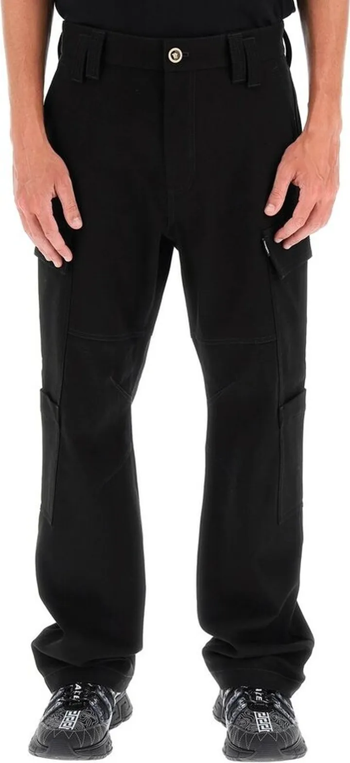 Versaceb Logo Plaque Straight Leg Trousers