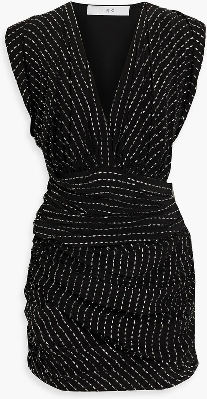 Sigma wrap-effect metallic fil coupé crepe mini dress