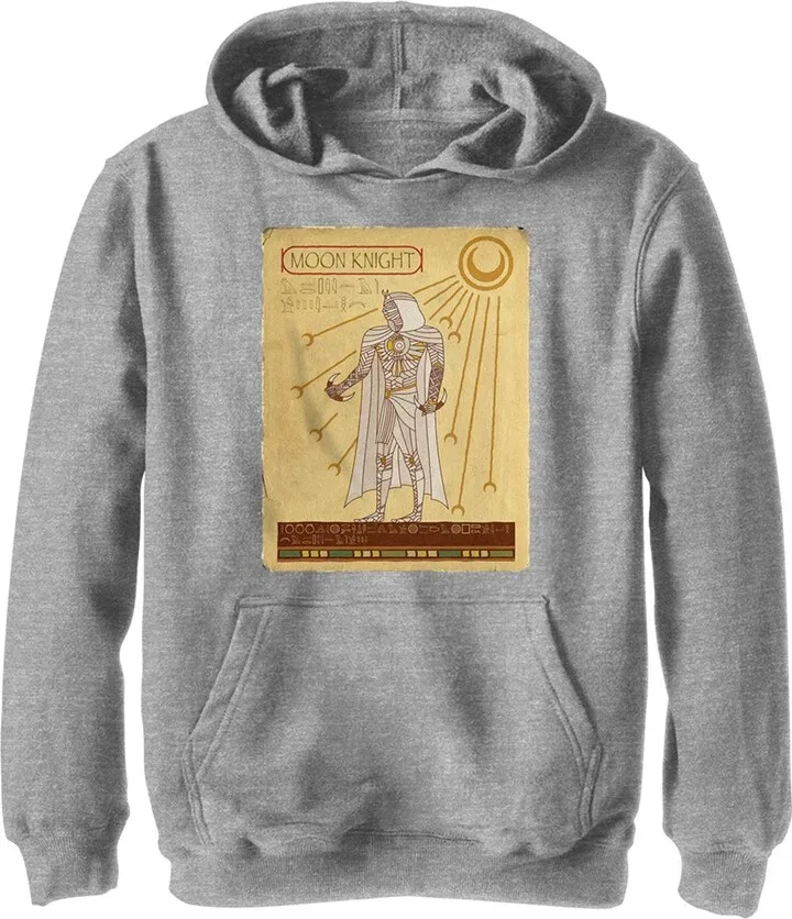 Boy's Marvel: Moon Knight Ancient Egyptian Portrait Pull Over Hoodie - Athletic Heather - Large