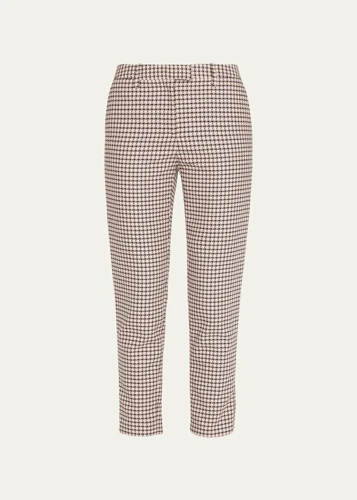Henri Houndstooth Skinny-Leg Crop Pants