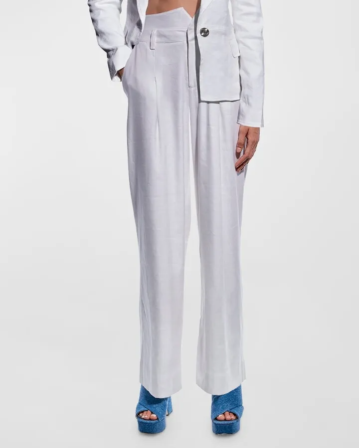 Mimi Wide-Leg Twill Trousers