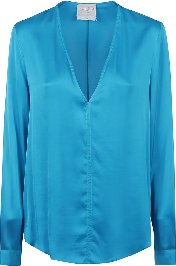 Stretch Silk Satin Long Sleeves Top