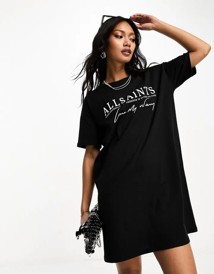 AllSaints Rista T-shirt dress in black