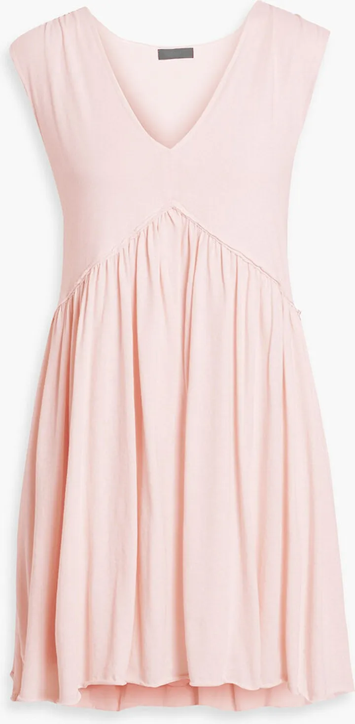 Gathered cotton-jersey mini dress