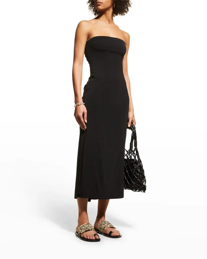 Strapless Tie-Back Midi Dress