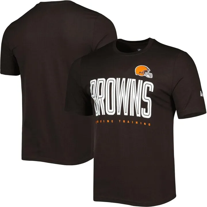 Men's New Era Brown Cleveland Browns Combine Authentic Training Huddle Up T-shirt