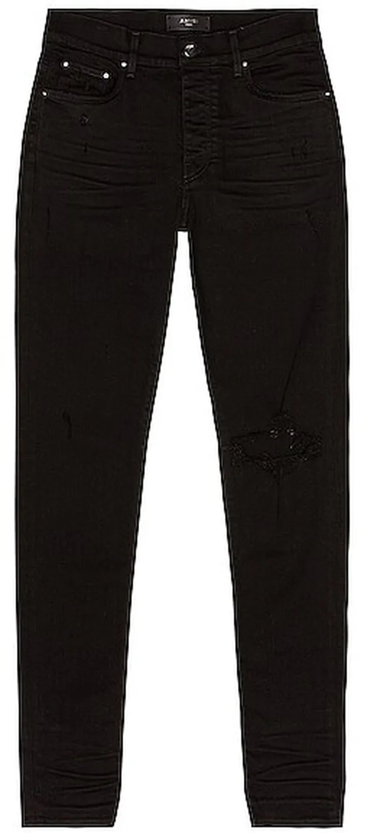 Amiri Broken Skinny Jean in Black