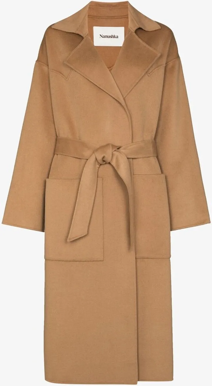 Brown Alamo Belted Wool Coat