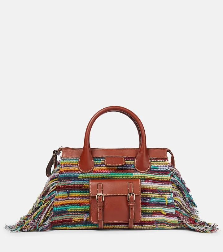 Edith Medium cashmere and leather tote