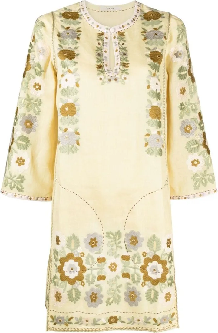 Amanda floral-embroidered mini dress