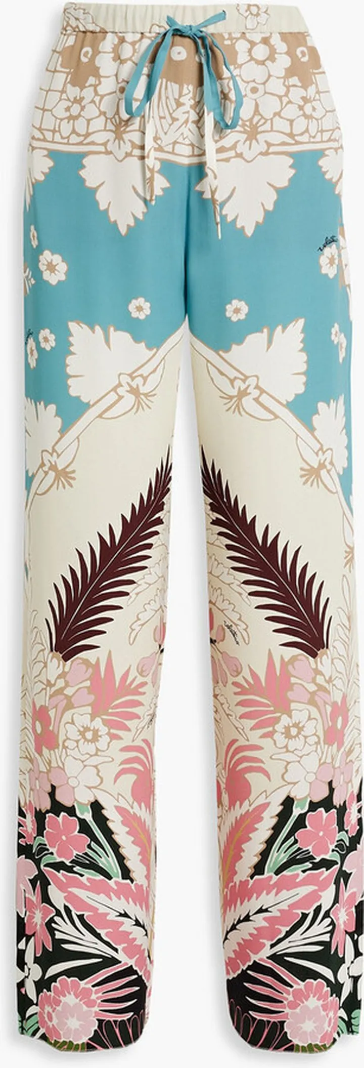 Printed silk-crepe wide-leg pants