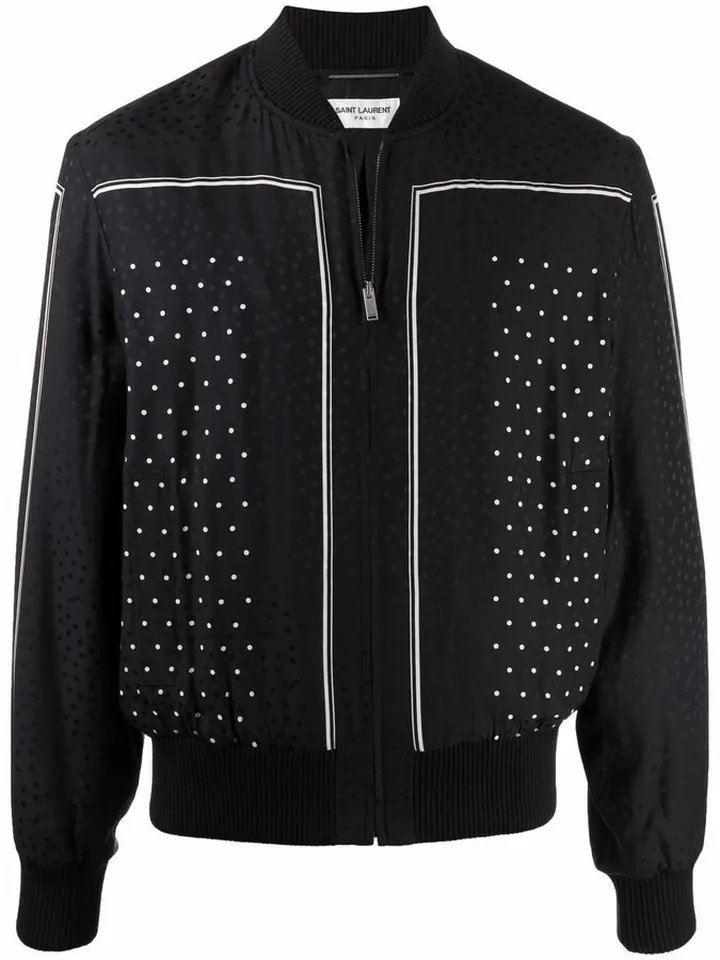 Polka-Dot Pattern Bomber Jacket