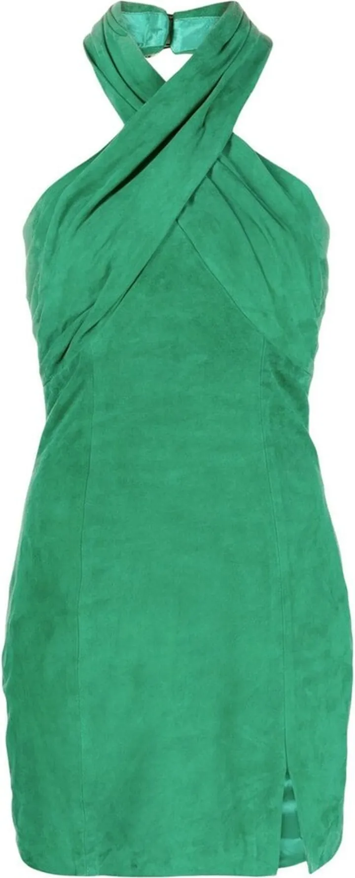 Halterneck Suede Mini Dress