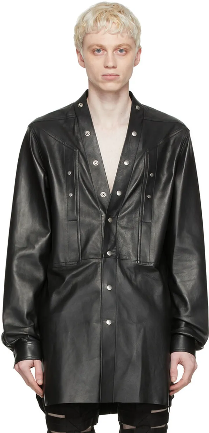 Rick Owens Black Larry Leather Jacket