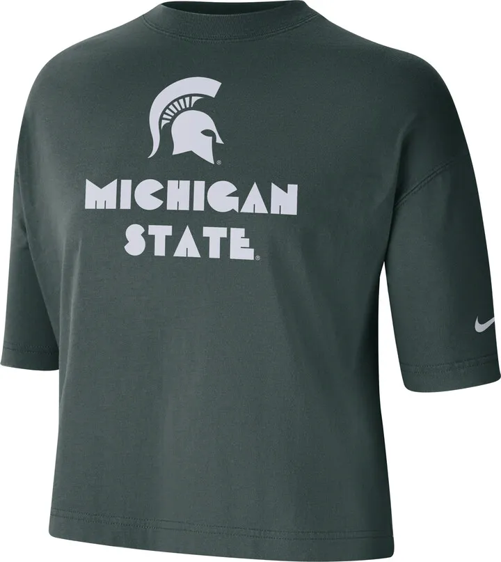 Nike Women's College (Michigan State) Cropped T-Shirt in Green