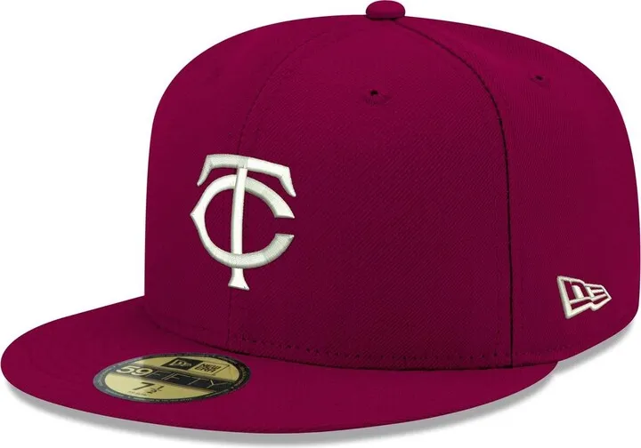Men's New Era Cardinal Minnesota Twins Logo White 59FIFTY Fitted Hat