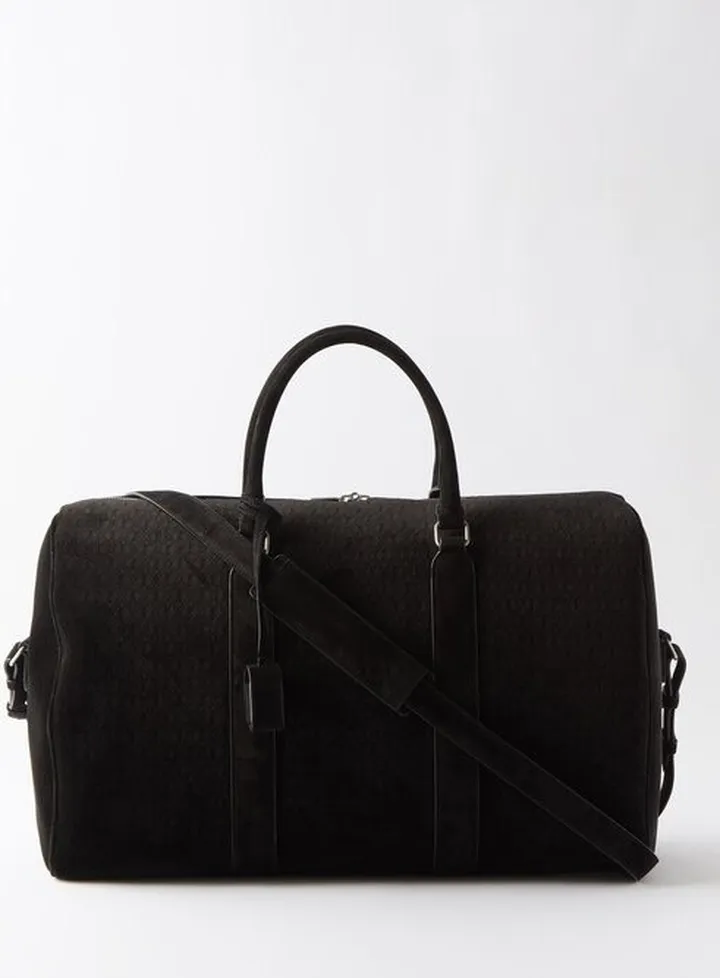 48h Ysl-monogram Velvet And Leather Holdall