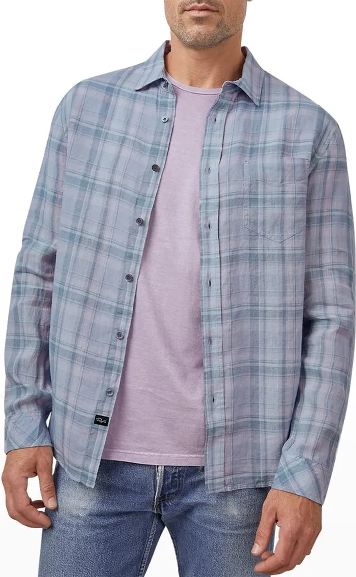 Men's Havana Plaid Denim Sport Shirt