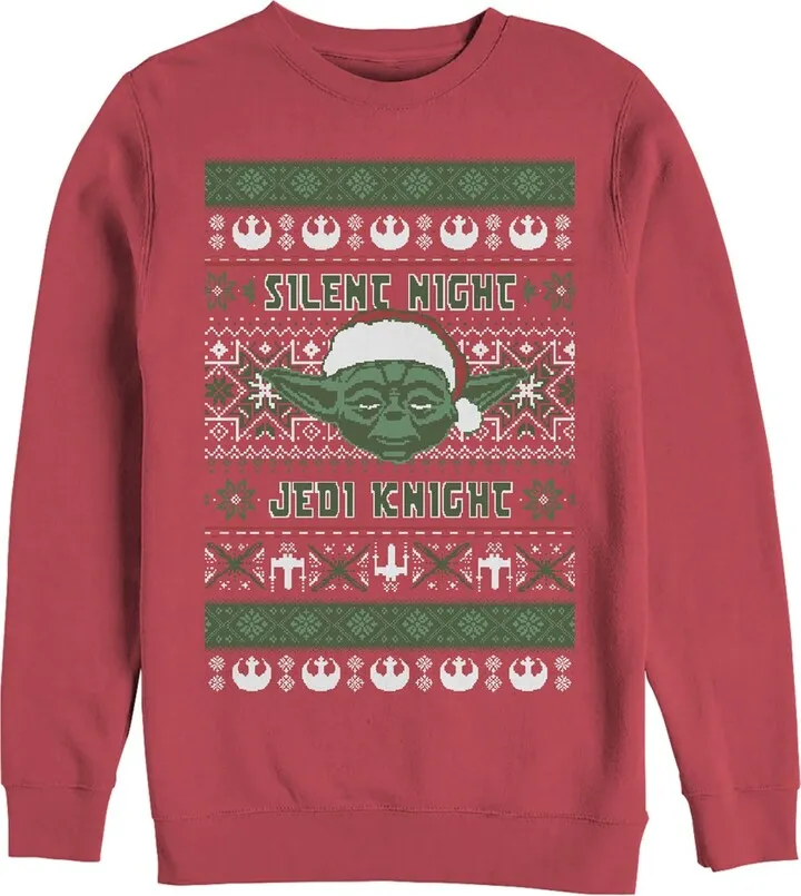 Men's Star Wars Ugly Christmas Yoda Silent Night Sweatshirt - Red - Small