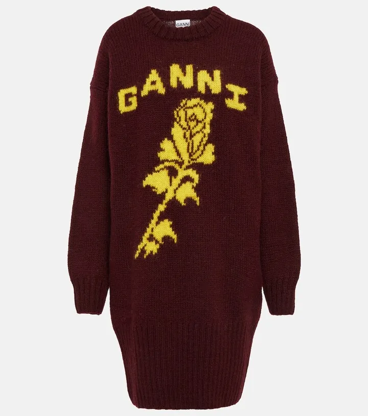 Oversized logo wool sweater dress