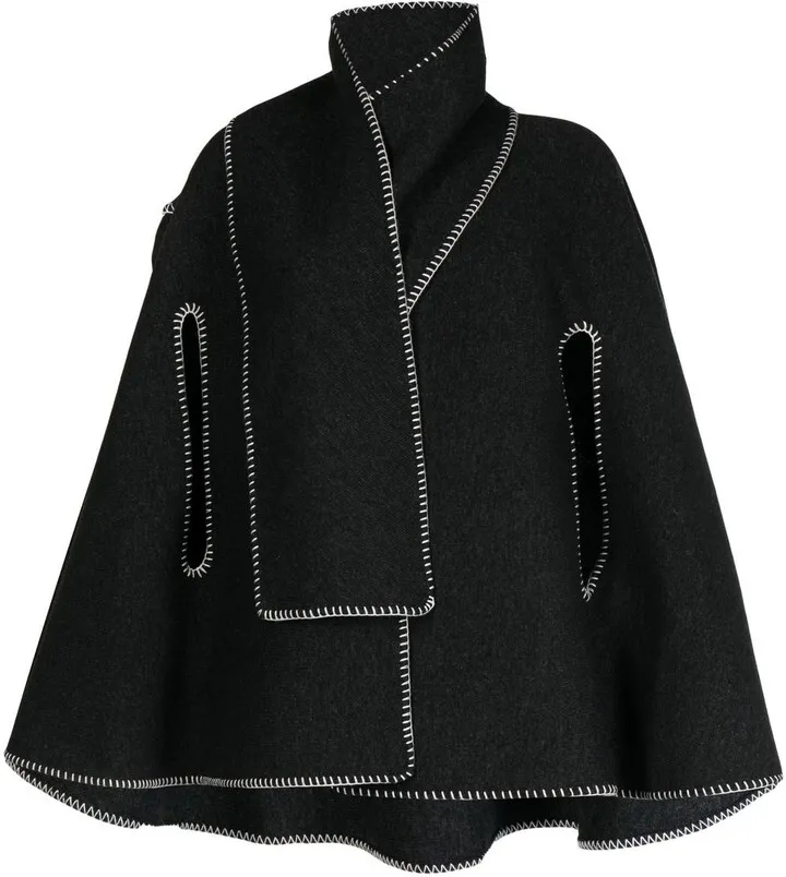 Scarf-Neck Whip-Stitch Cape