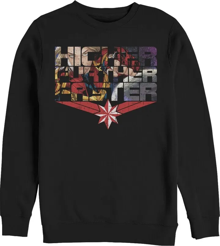 Men's Marvel Captain Marvel Higher Comic Scenes Sweatshirt - Black - Large
