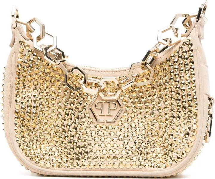 Crystal-Embellished Shoulder Bag