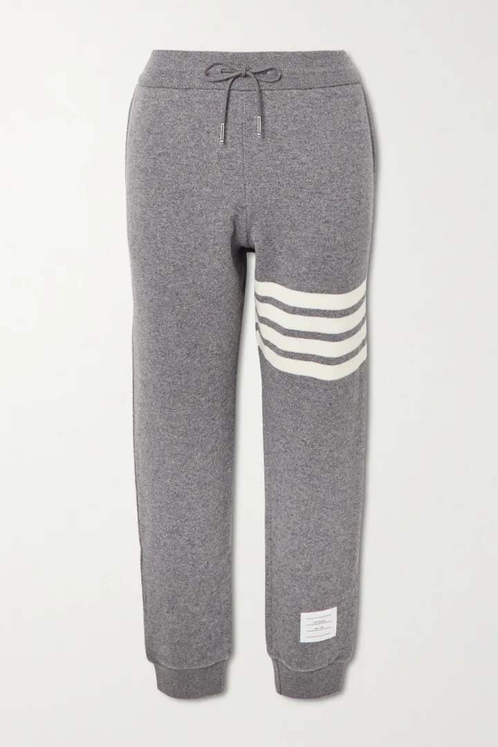 Thom Browne - Striped Cashmere-blend Track Pants - Gray