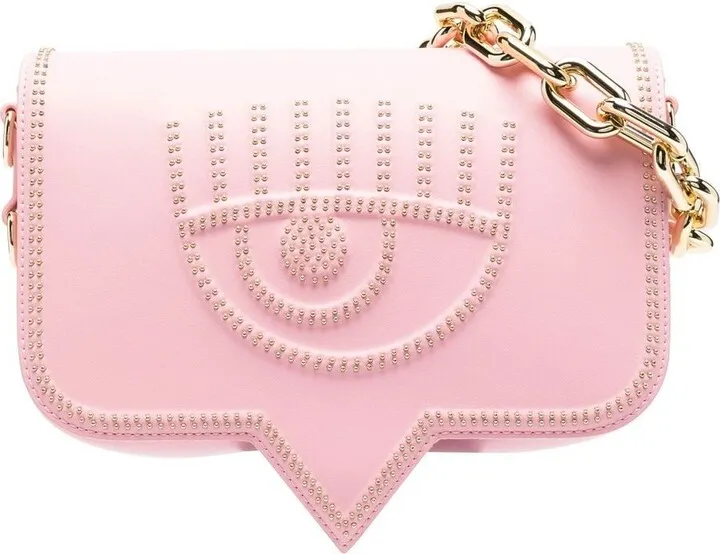 Stud-Embellished Logo Shoulder Bag