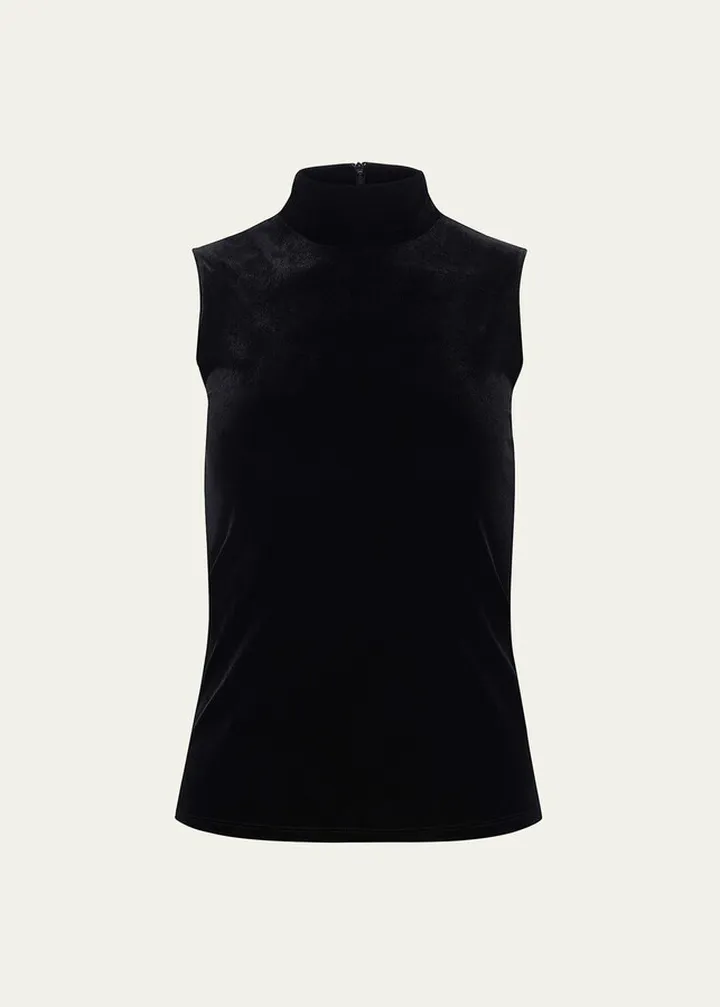 Carlissa Velvet Sleeveless Turtleneck Top