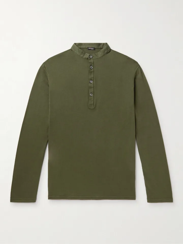 Cotton and Cashmere-Blend Jersey Henley T-Shirt
