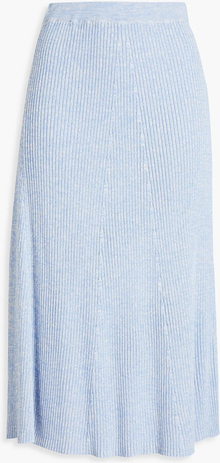 Bonnie mélange ribbed-knit midi skirt
