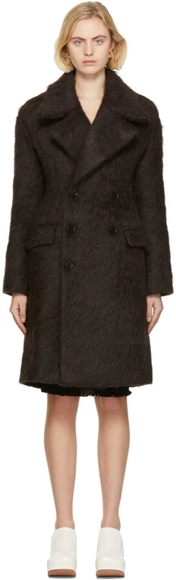Bottega Veneta Brown Brushed Alpaca Coat