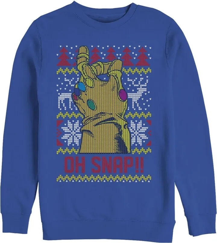 Men's Marvel Ugly Christmas Oh Snap Thanos Sweatshirt - Royal Blue - 3X Large