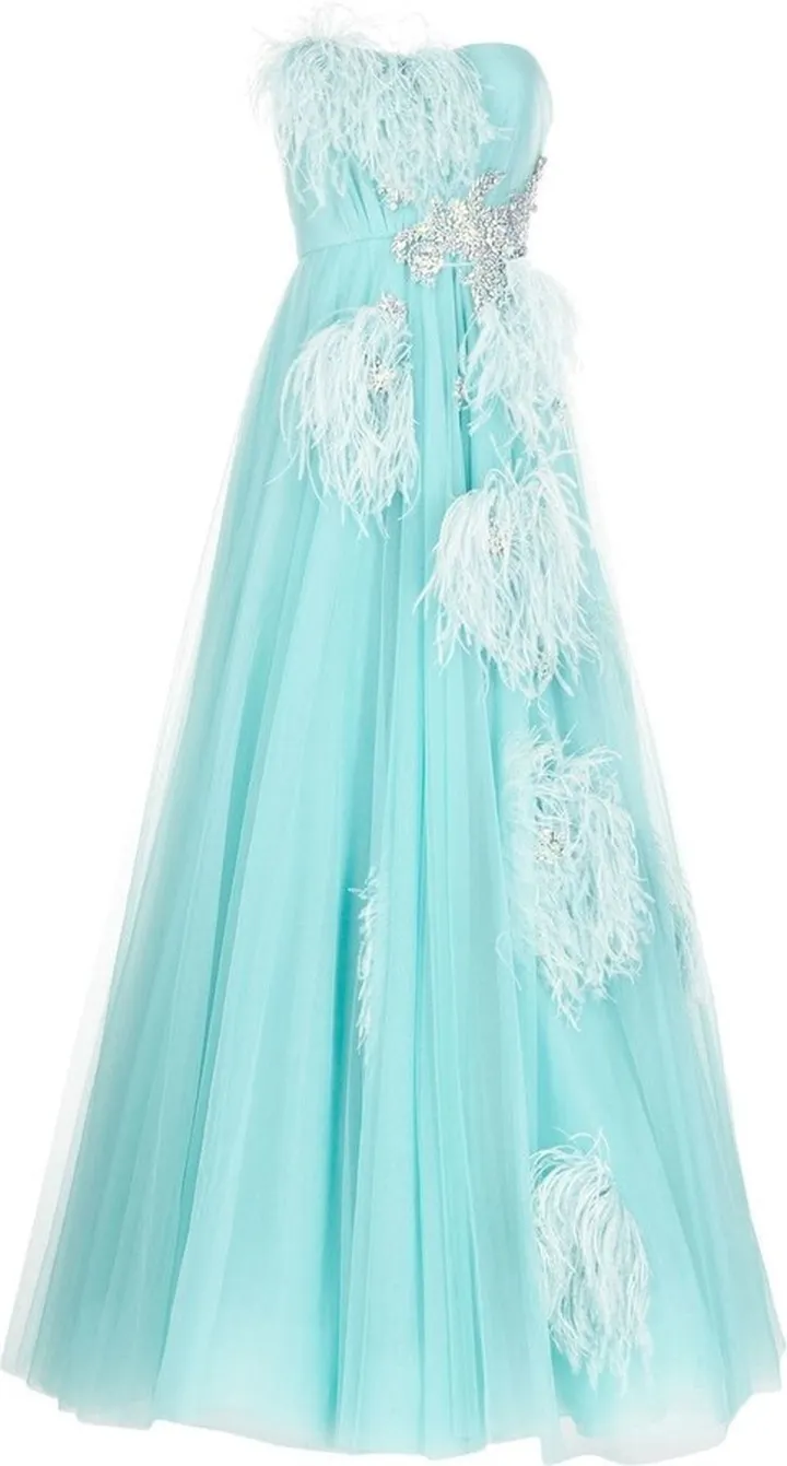 Feather-Detail Party Dress