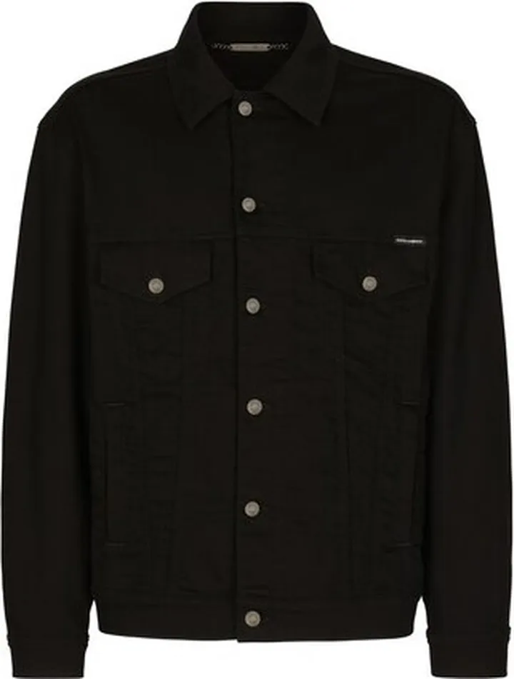 Black wash stretch denim jacket