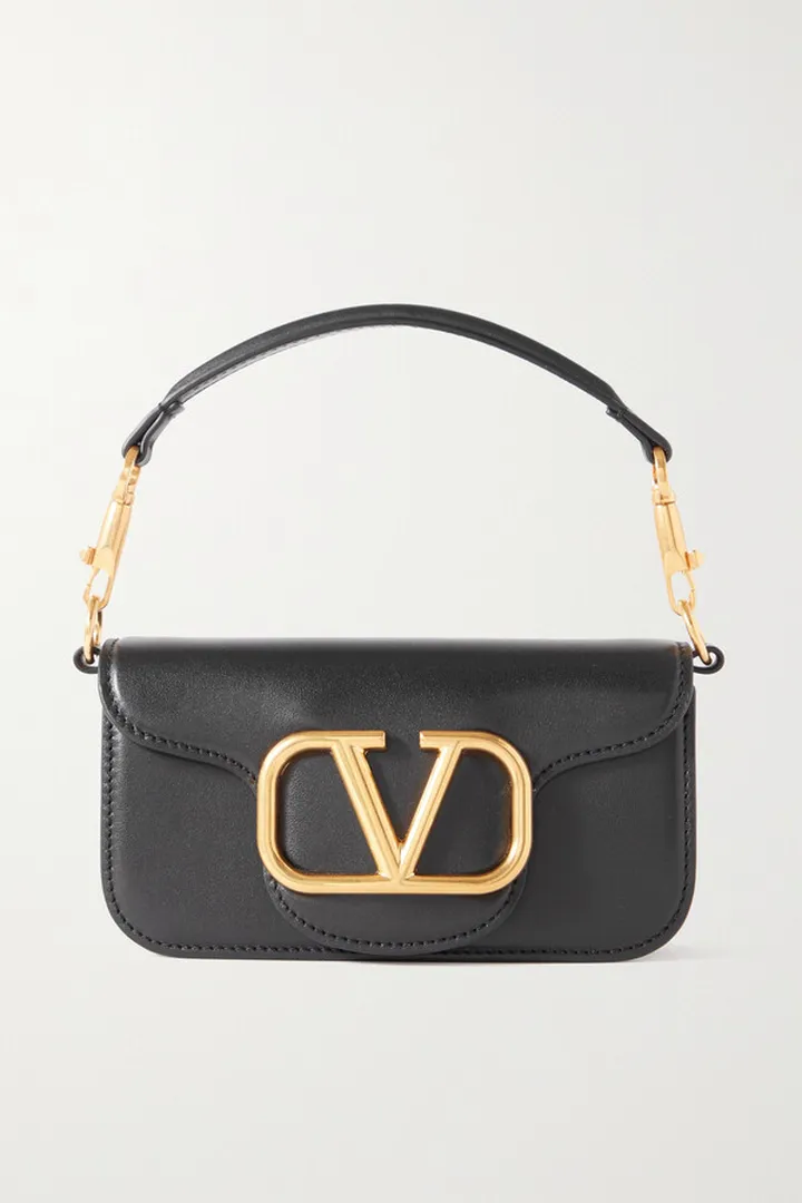 Valentino Garavani - Valentino Garavani Vlogo Leather Shoulder Bag - Black